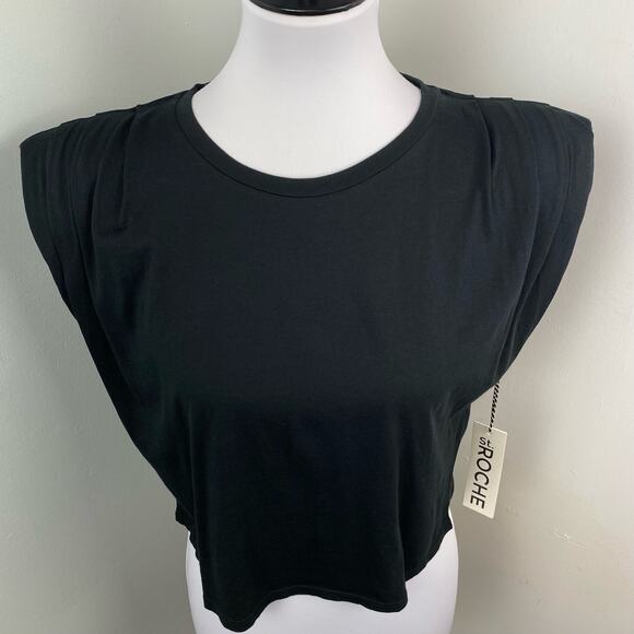 St. Roche Black Echo Cropped Muscle Tee Medium - Picture 4 of 11